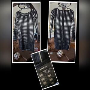 Le Chateau Black and White Long Sleeve Dress